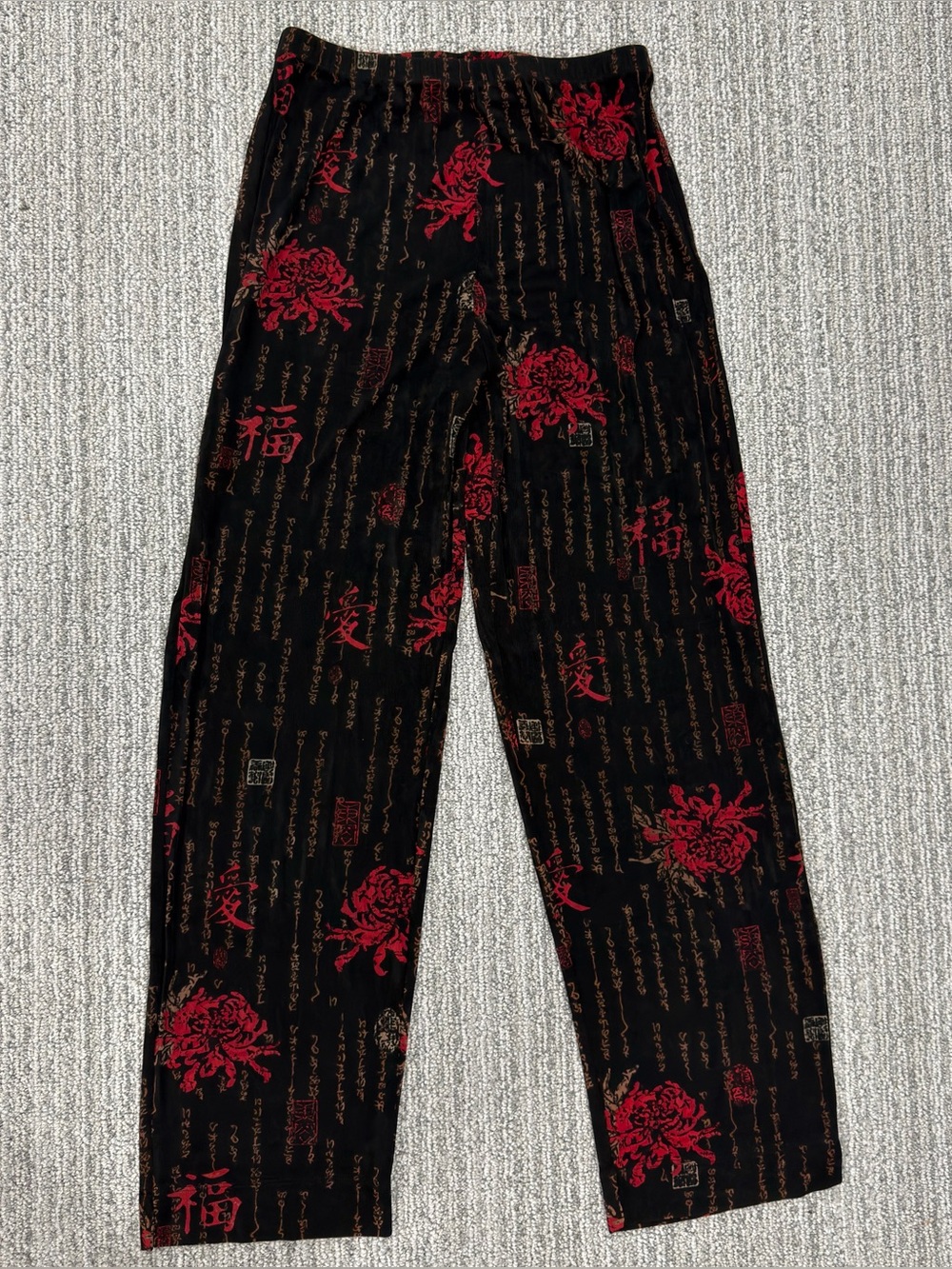 Black & Red Floral Pants